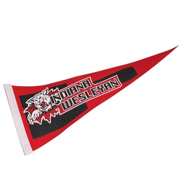Vintage Indiana Wesleyan University Wildcats Red Black Felt Pennant‎ 9" X 23.5" - Picture 1 of 4